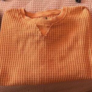 Orange Waffle Knit This Feels Seriously Lived In Sweater